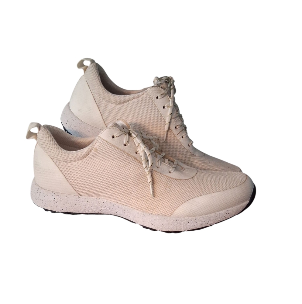Traq By Alegria Women's Cream/pale Pink Lace Up Sneakers